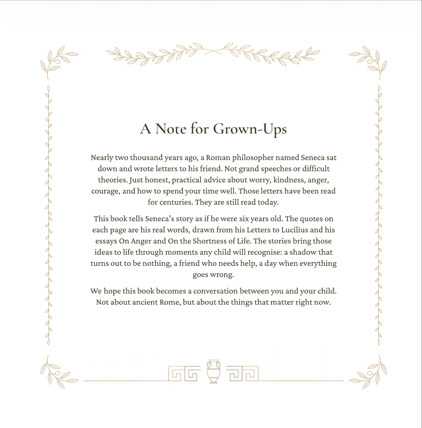 A Note for Grown-Ups introduction page from The Wise Friend